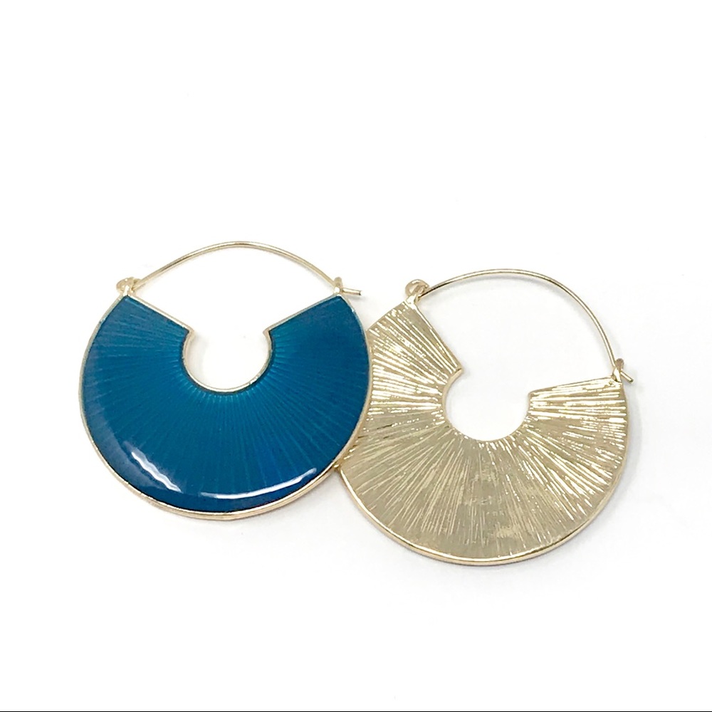Deco Inspired Enameled Circle Hoop Earrings - Picture 3 of 4